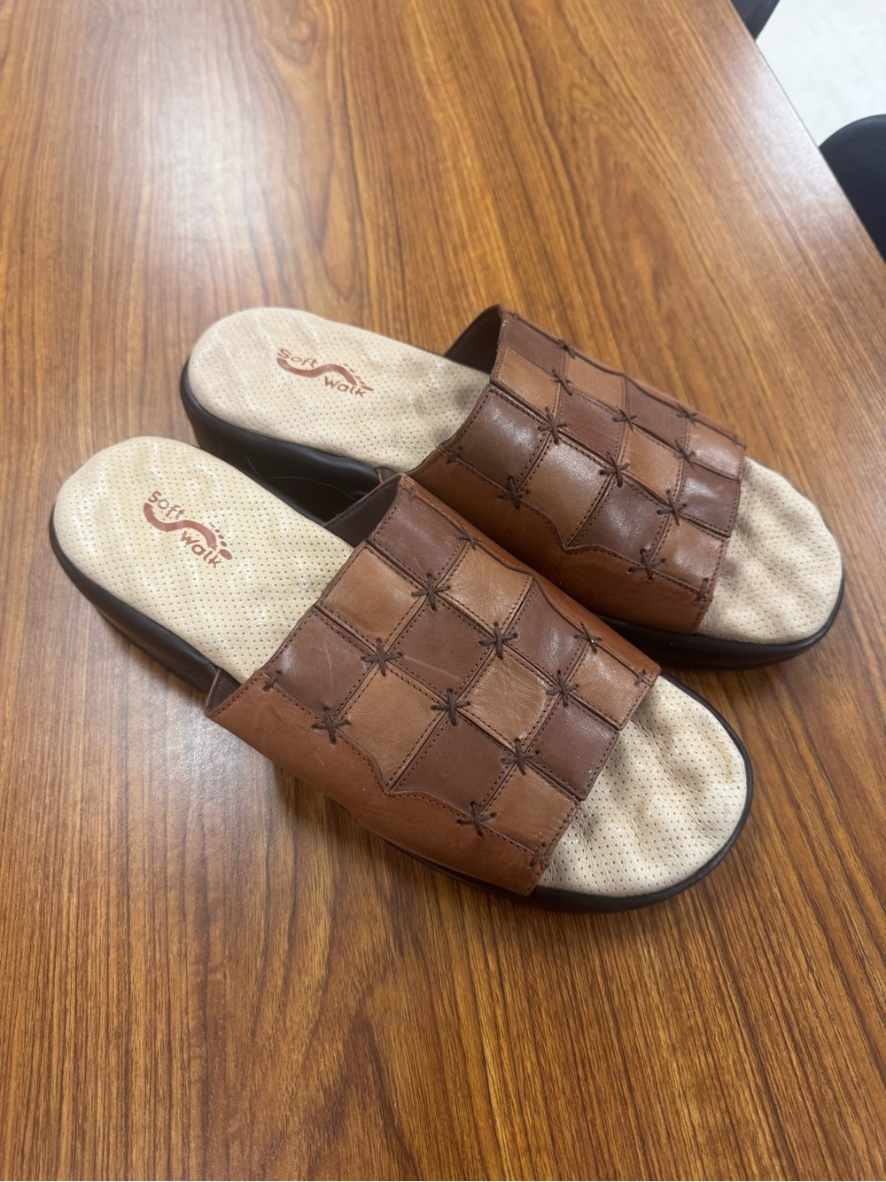 SoftWalk Brown Leather Slide Mules – New Without Box – Women’s 10M